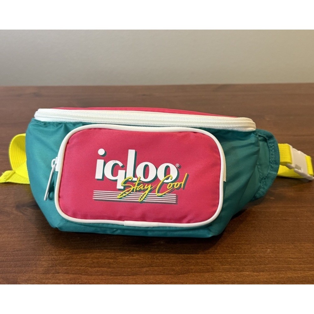 Igloo Stay Cool Cooler Fanny Pack Insulated Neon Snap Belt Retro Throwback 80s